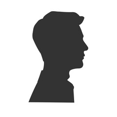 Silhouette of a man in profile. Black shape. Illustration on transparent background