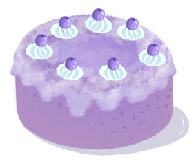 cute cartoon painting food bakery blueberry cake