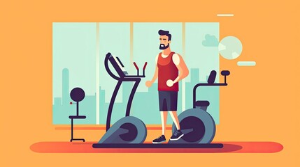 Illustration of a men working out in the gym created using generative AI tools