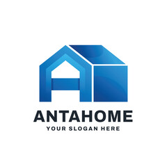 Abstract Letter A with Home Logo Icon Illustration