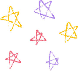 Hand drawn crayon texture doodle twinkling stars for text decoration