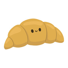 cute croissant cartoon illustration 