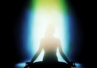 Silhouette illustration of a woman meditating