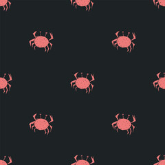 Seamless pattern with crabs. Doodle vector background with crab icons. Vintage crab pattern