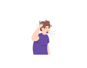 A man who just woke up from his sleep. a yawning and sleepy slacker. lazy to do activities. expression of people's faces. character illustration design. vector elements