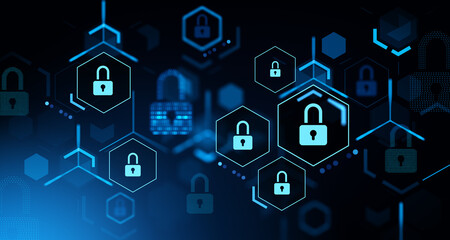 Lock and cybersecurity, data protection and global network security