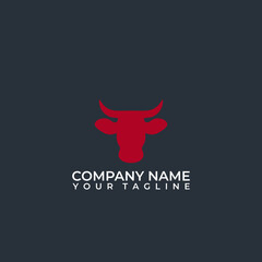 Vector image of a Bull head design on dark background, Vector bull logo. 