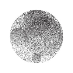 Distorted geometric circle . Minimal art design . Noise destroyed  logo . Trendy grainy shapes . Graph print texture .Spray effect .Grunge texture . Distressed element .vector 