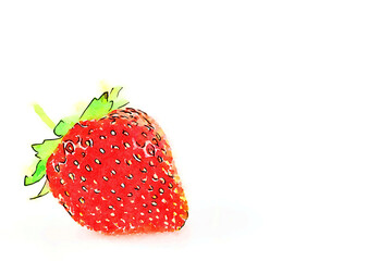 Creative illustration in vintage watercolor design - Strawberry isolated on white background.
