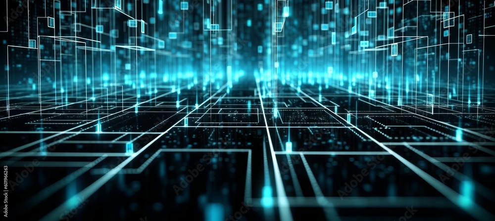 Leinwandbilder Abstract digital data code technology background. Generative AI technology.	