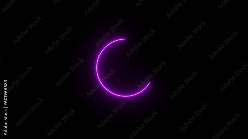 Poster purple neon ring on a black background. abstract 3d render neon circle. purple neon circles abstract