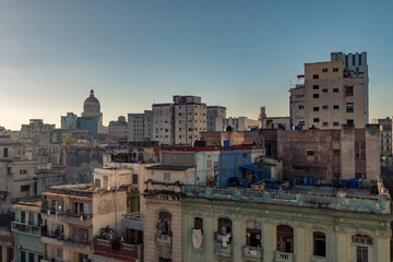 View over the rooftops of Havana in Cuba with the Capitol