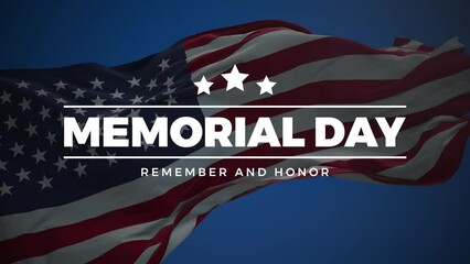 Memorial day animation. Happy memorial day. Flag USA. Honoring all who served banner for memorial day