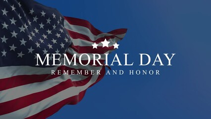 Memorial day animation. Happy memorial day. Flag USA. Honoring all who served banner for memorial day