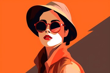 Fototapeta na wymiar woman poster fashion portrait design illustration girl glasses style modern head. Generative AI.