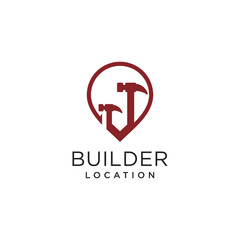 Builder logo vector design illustration with modern pin concept