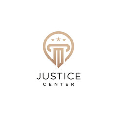 Law firm logo vector design illustration with modern pin concept