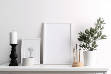 Fototapeta na wymiar Stylish and minimalist photo frame mockup - The perfect template for showcasing your photography and design ideas