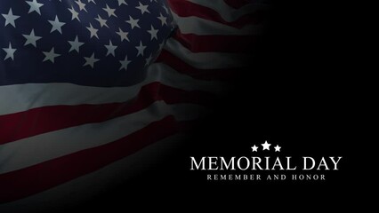Memorial day animation. Happy memorial day. Flag USA. Honoring all who served banner for memorial day