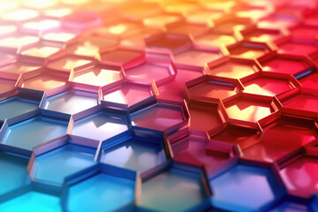 Vibrant 2D Concentric Hexagonal Shapes on a Light Background. Generative Ai