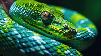 Fototapeta premium Emerald Tree Boa. Generative AI