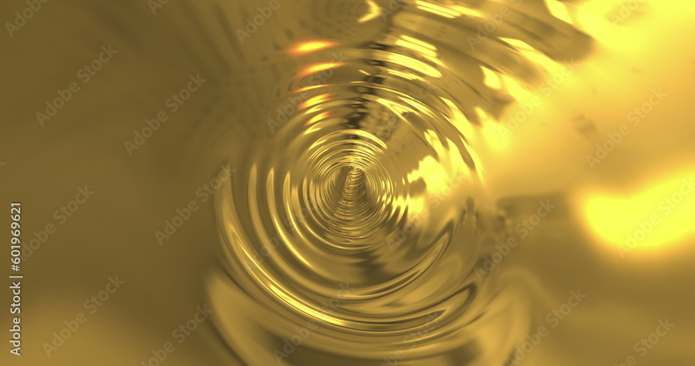 Aufkleber flight deep into the golden tunnel. background 3d rendering