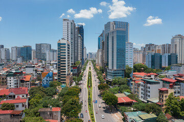 Aerial view of Hanoi skyline cityscape at Le Van Luong street, Thanh Xuan district