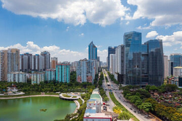 Obraz premium Aerial view of Hanoi skyline cityscape at Belt Road No.3, Thanh Xuan district
