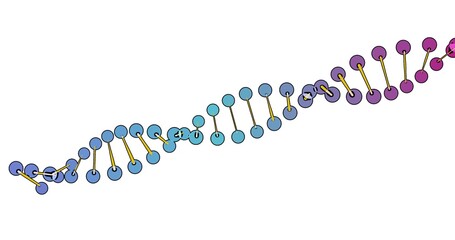 color visualization of DNA analysis isolated on white background 3d rotation animation, for montage and medical training