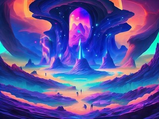 landscape with moon and stars (Created with Generative AI technology)