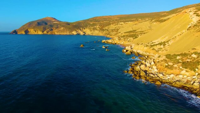 a hill overlooking the mideteranean sea in oran at sunset Algeria