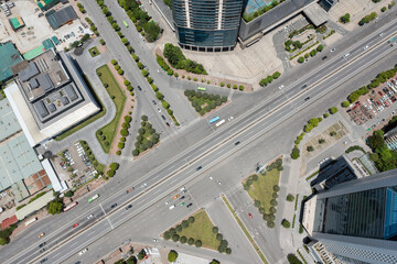 Top view of Hanoi cityscape at Pham Hung street, Cau Giay in 2021