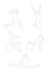 Fitness women drawing on white background
