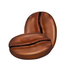 Coffee beans 3d illustration realistic transparent isolated.