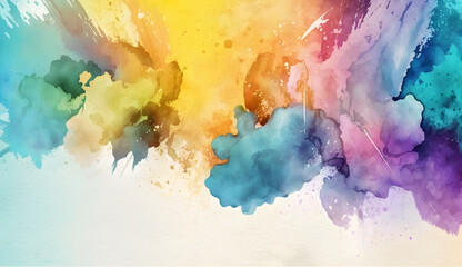 A multicolored background with watercolor stains