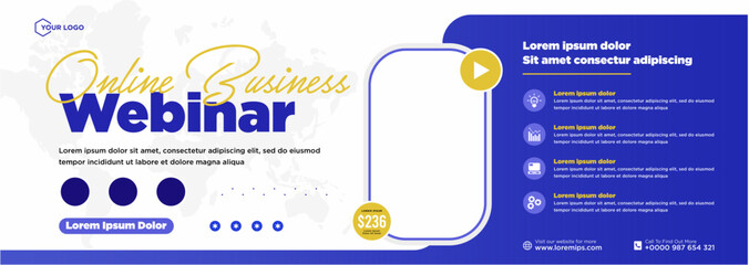 Digital marketing live webinar and corporate social media post or template banner