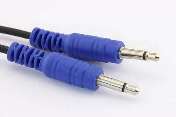 3.5mm mini jack connectors for connecting audio equipment in close-up.