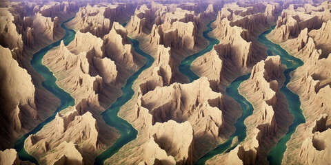 Rivers carving through a  mesmerizing valley
