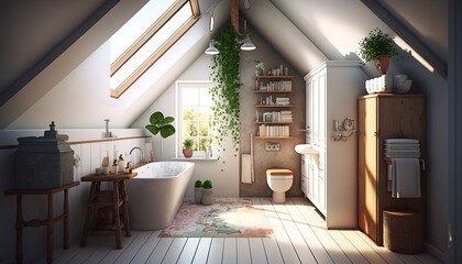 a nice bathroom in the attic