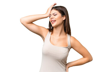 Fototapeta premium Young Russian woman over isolated chroma key background smiling a lot