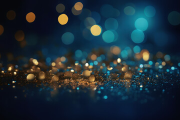 Golden sparks with golden light bokeh shining symbolizing success, prosperity and wealth. Ai generative.