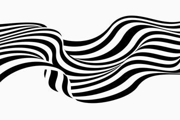 Abstract wave background, black and white wavy stripes or lines design.Optical art.