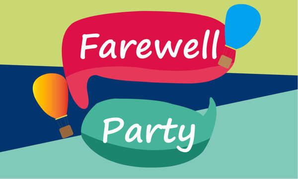 Farewell Party Speech Bubbles with Hot Air Balloons