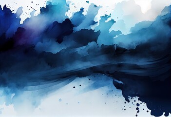 Darkblue Gradient Watercolor: Creating an Abstract Background, generative AI