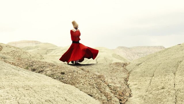 Sunset and whirling at the mountain, sufi. sufi whirling (Turkish: Semazen) is a form of Sama or physically active meditation which originated among Sufis.