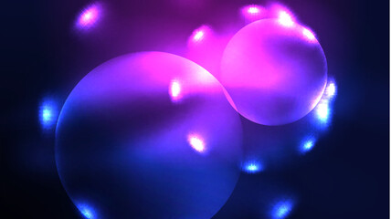 Circles with bright neon shiny light effects, abstract background wallpaper design