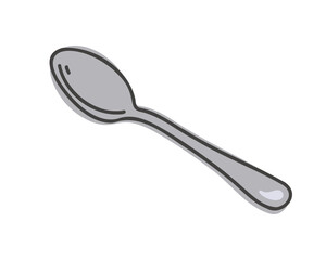 Spoon on white background, doodle vector illustration