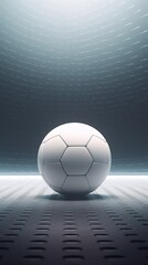 soccer ball on the field on the stadium background. game start. generative ai