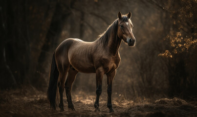 Obraz na płótnie Canvas photo of horse in its natural habitat. Generative AI