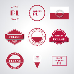 Made in Poland label set, vector illustration.